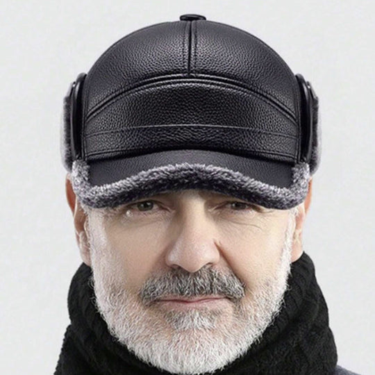 Men's Thick Ear Protection Faux Leather Hat