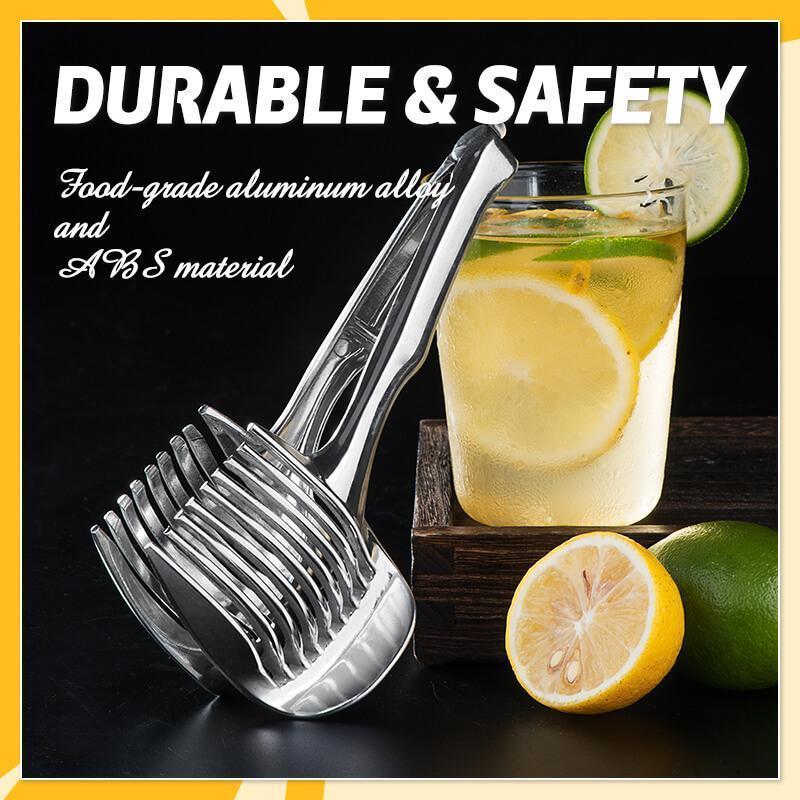 🍋50% OFF NOW! Creative Kitchen Slice Cutting Tool, Food‑Grade Aluminum Alloy Hand‑Held Slicer, Quick Slicing Holder for Lemon, Tomato, Onion & Soft Fruits Vegetables