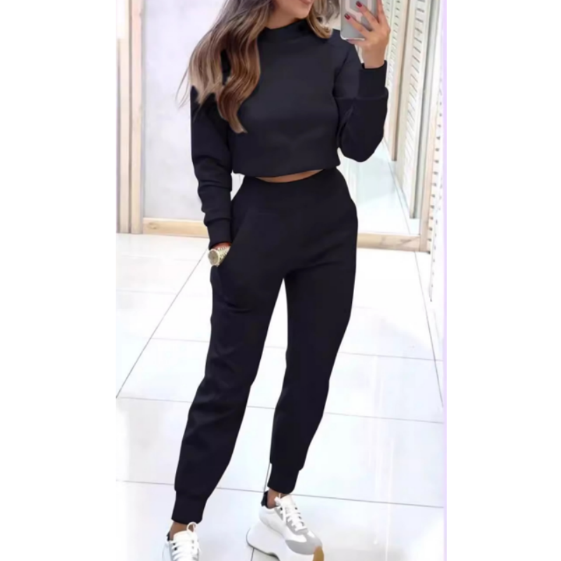 Women's High Collar Sweatshirt and Pants with Cuffs 2 Piece Set📣Free Shipping