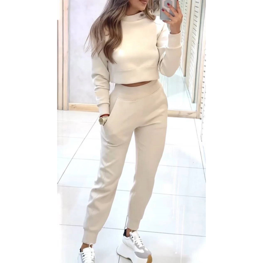 Women's High Collar Sweatshirt and Pants with Cuffs 2 Piece Set📣Free Shipping