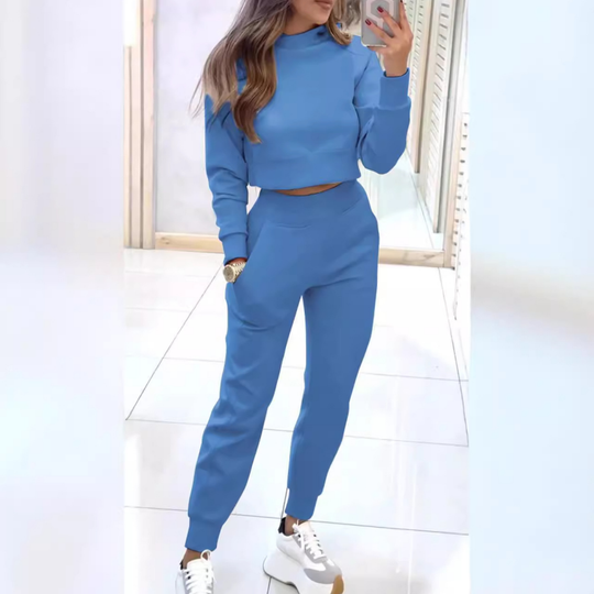 Women's High Collar Sweatshirt and Pants with Cuffs 2 Piece Set📣Free Shipping