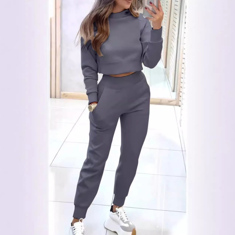 Women's High Collar Sweatshirt and Pants with Cuffs 2 Piece Set📣Free Shipping