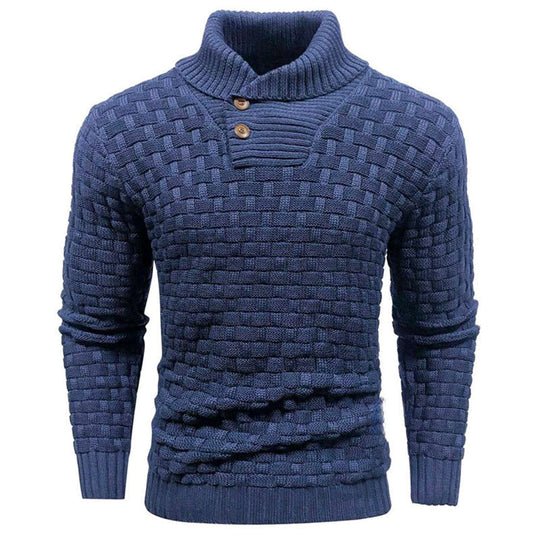 Men’s Textured Stand Collar Pullover Sweater