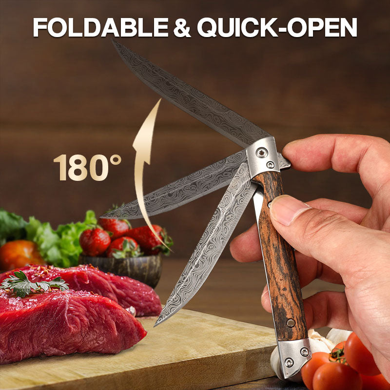 🔥 LAST DAY PROMOTION - 50%OFF 🔥 🗡️✨Folding knife with wooden handle for work, hiking & camping⛺