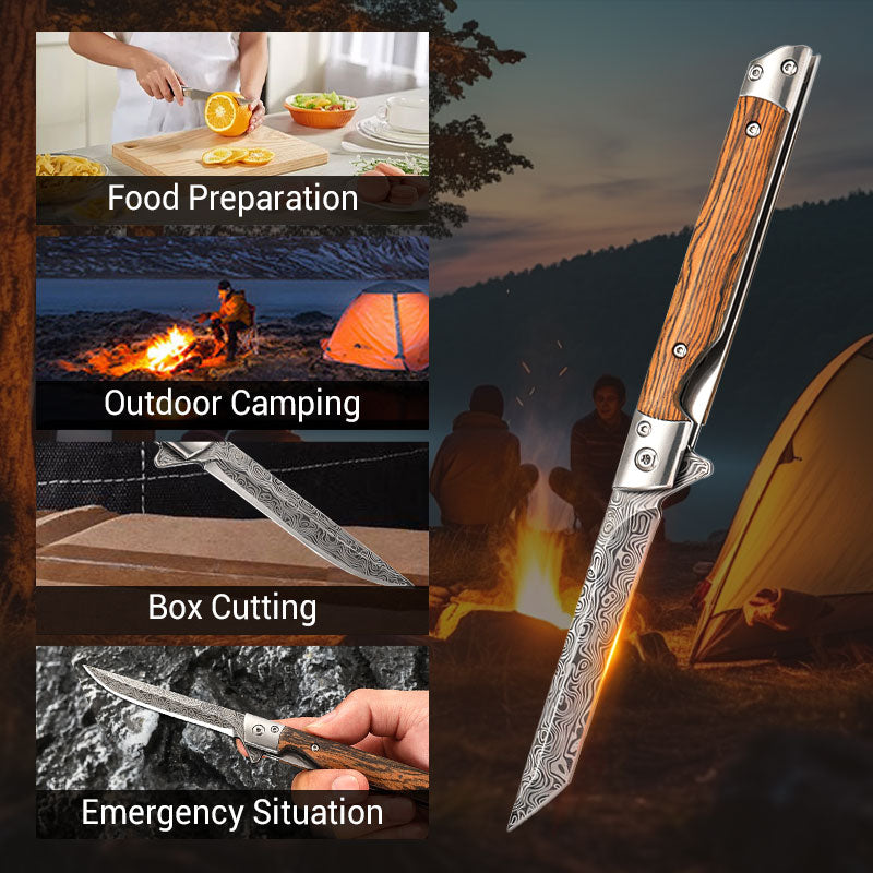 🔥 LAST DAY PROMOTION - 50%OFF 🔥 🗡️✨Folding knife with wooden handle for work, hiking & camping⛺