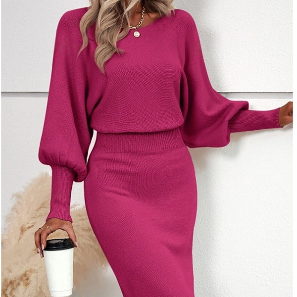 🎀Women's patchwork dress with a round neckline and long sleeves