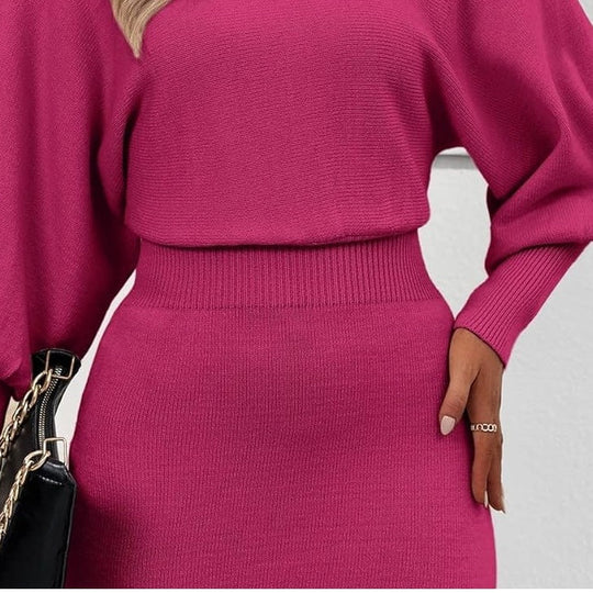 🎀Women's patchwork dress with a round neckline and long sleeves