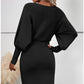🎀Women's patchwork dress with a round neckline and long sleeves