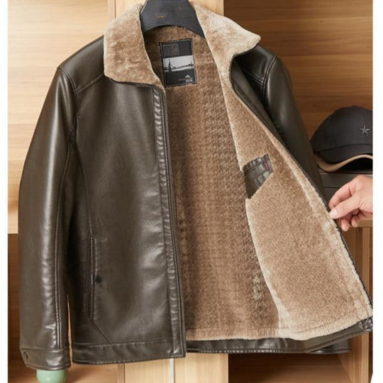 Men's Versatile Padded Lapel PU Leather Jacket（50% OFF）