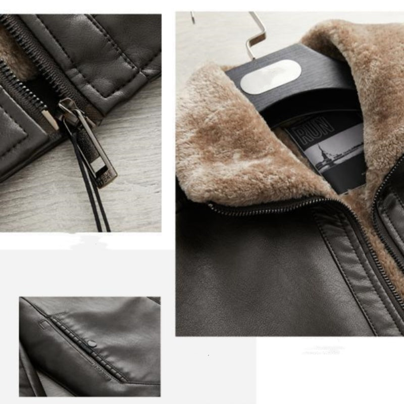 Men's Versatile Padded Lapel PU Leather Jacket（50% OFF）