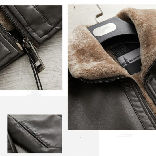 Men's Versatile Padded Lapel PU Leather Jacket（50% OFF）