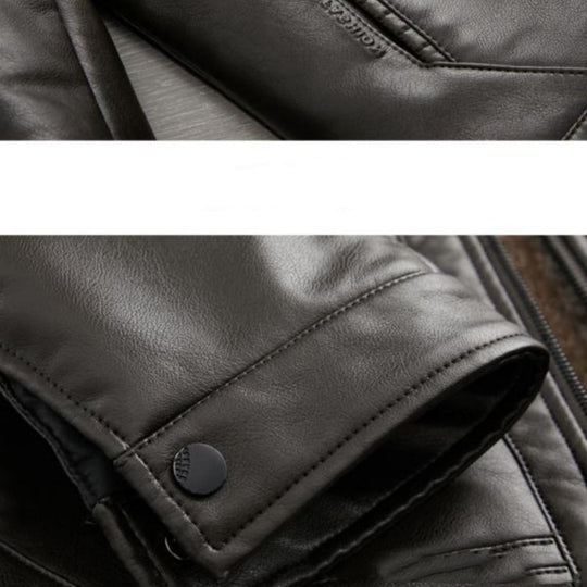 Men's Versatile Padded Lapel PU Leather Jacket（50% OFF）