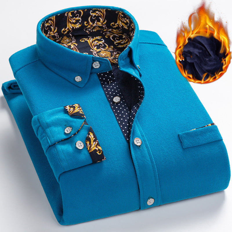 💥Camisa de pana premium con forro polar para hombre: calidez invernal