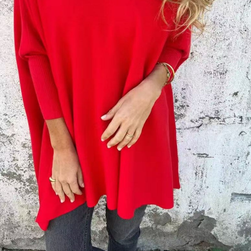 🌈Women's Long Sleeve Knitted V-Neck Loose Long Top（50% OFF）