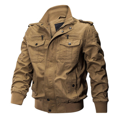 Mäns militärstativ Collar dragkedja jacka