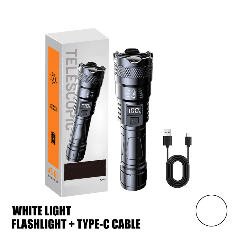 🔦 LED Strong Light Retractable Flashlight | Year-End Mega Sale 40% OFF | Zoomable Beam & Adjustable Length | Rechargeable for Outdoor & Emergency Use 🚀✨