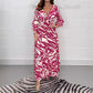 💖Limited Sale 50% OFF💖V-Neck Zebra Stripe Waistline 3/4 Sleeve Dress