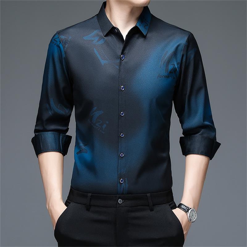 Men's Clothes Autumn Spring Long Sleeve Button Up Shirts