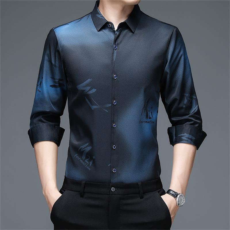 Men's Clothes Autumn Spring Long Sleeve Button Up Shirts