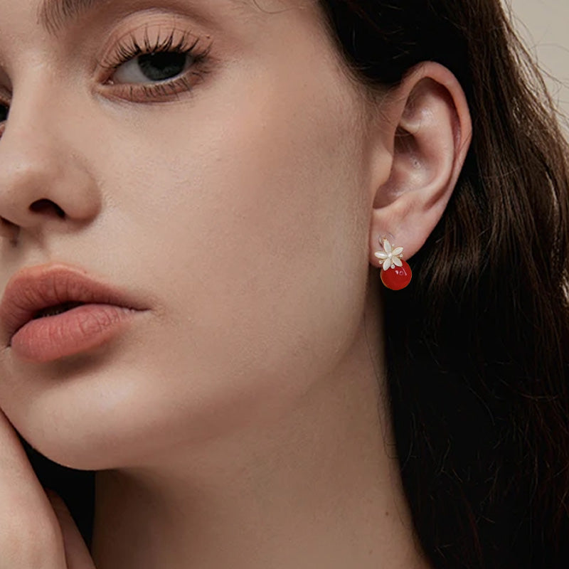 ⏳Tidsbegränsad 50 % rabatt⏰Örhängen med fina blommor och pärlor🍒