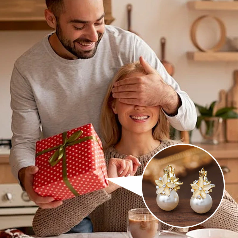 ⏳Tidsbegränsad 50 % rabatt⏰Örhängen med fina blommor och pärlor🍒