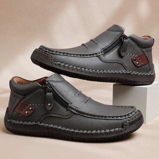 ⏰Limited Time Sale 50% OFF-Men’s Handmade Premium Leather Slip-On Driving Boots – Wide Toe, Arch Support, Waterproof, Pressure Relief, Non-Slip Sole for Casual, Travel & Outdoor