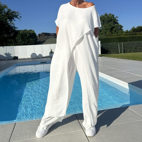 💜 LAST DAY PROMOTION - 50%OFF 💜Solid Color Off-Shoulder Top & Pants Set