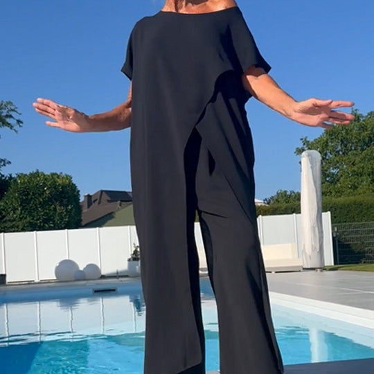 💜 LAST DAY PROMOTION - 50%OFF 💜Solid Color Off-Shoulder Top & Pants Set