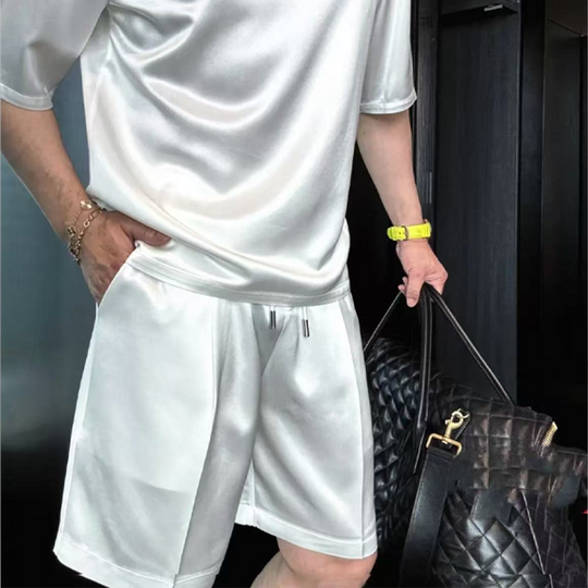 🔥Men's Casual Solid Top & Shorts 2-Piece Set