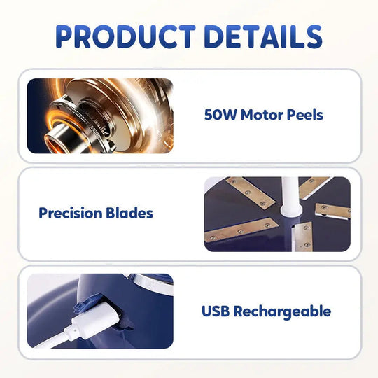 🍎Electric Fruit Peeler with USB 🔋 | 25 Second Peeling Time | Cordless & Quiet 🌿 | Easy Cleaning 💦