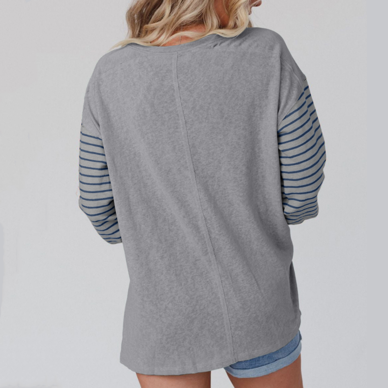 🍂 Easy Everyday Comfort | Women's Color-Block Striped Long-Sleeve Tunic Top