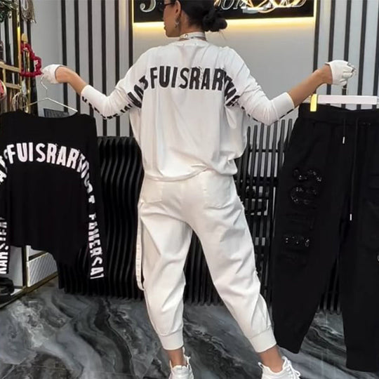 💜 LAST DAY PROMOTION - 50%OFF 💜 Women's Casual Letter Print Top & Pants Two-Piece Set
