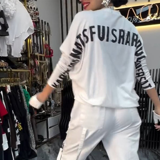 💜 LAST DAY PROMOTION - 50%OFF 💜 Women's Casual Letter Print Top & Pants Two-Piece Set