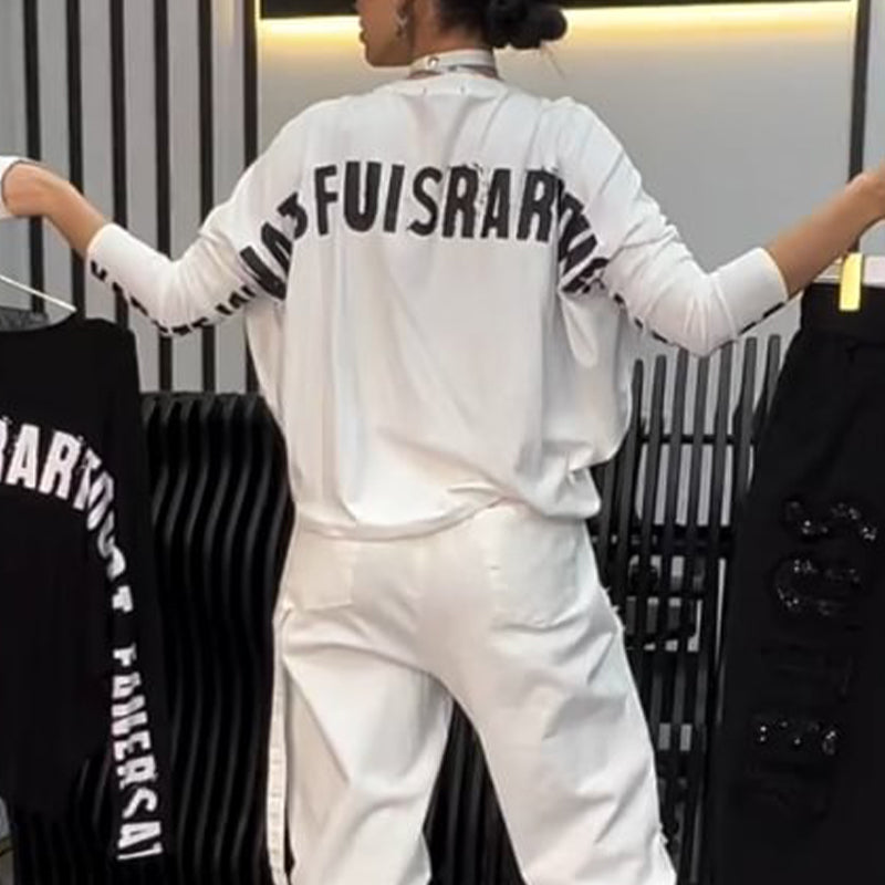 💜 LAST DAY PROMOTION - 50%OFF 💜 Women's Casual Letter Print Top & Pants Two-Piece Set