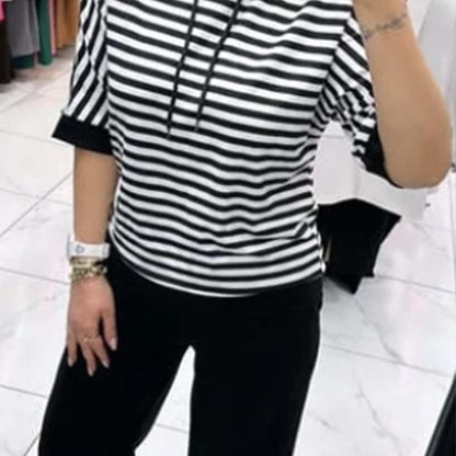 Women's Striped Top & Solid Pants Set ✨🩱 – Chic Striped-Solid Combo, Soft Fabric, Perfect for Casual Hangouts & Weekends