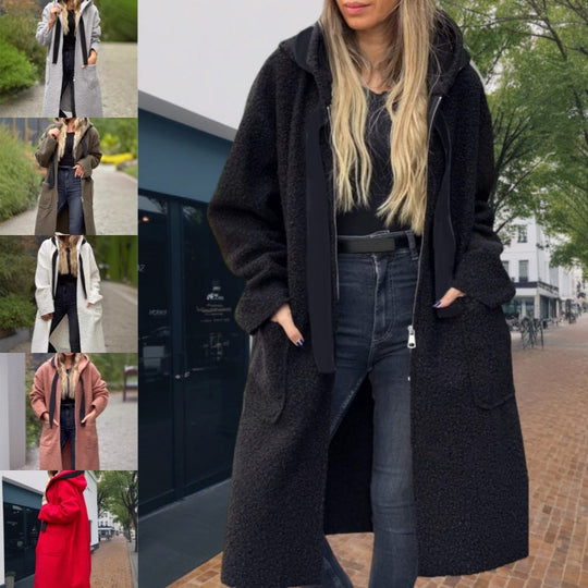 Women's Trendy Zip-Up Hooded Coat with Pockets