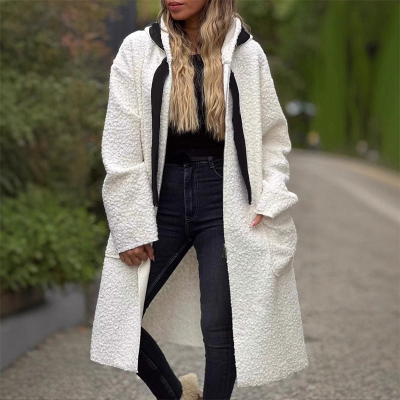 Women's Trendy Zip-Up Hooded Coat with Pockets
