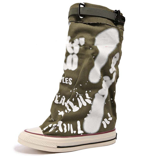 🔥👢Botas de lona planas retro para muller a media pantorrilla