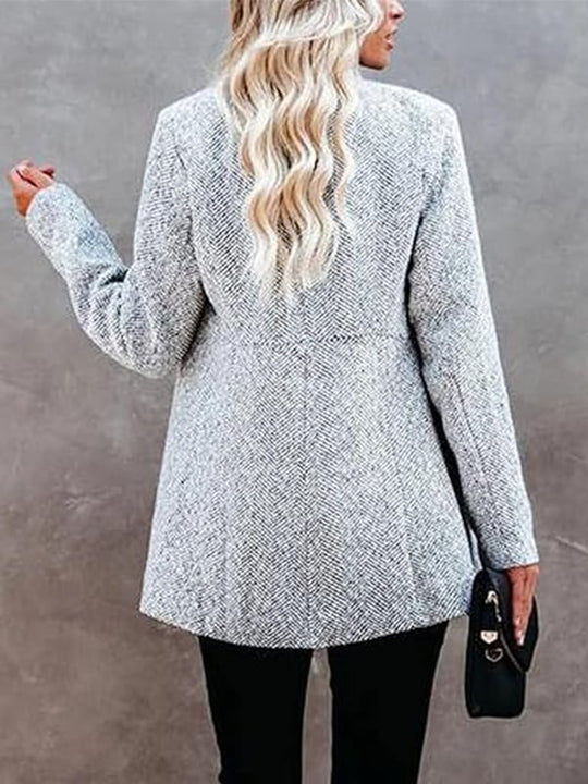 🔥🧥【XS-2XL】Oferta especial de otoño e invierno - Tejido grueso - Cárdigan de manga larga con bolsillos de color liso para mujer, versátil