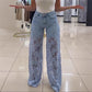 Fashion Lace Patchwork Denim Jeans