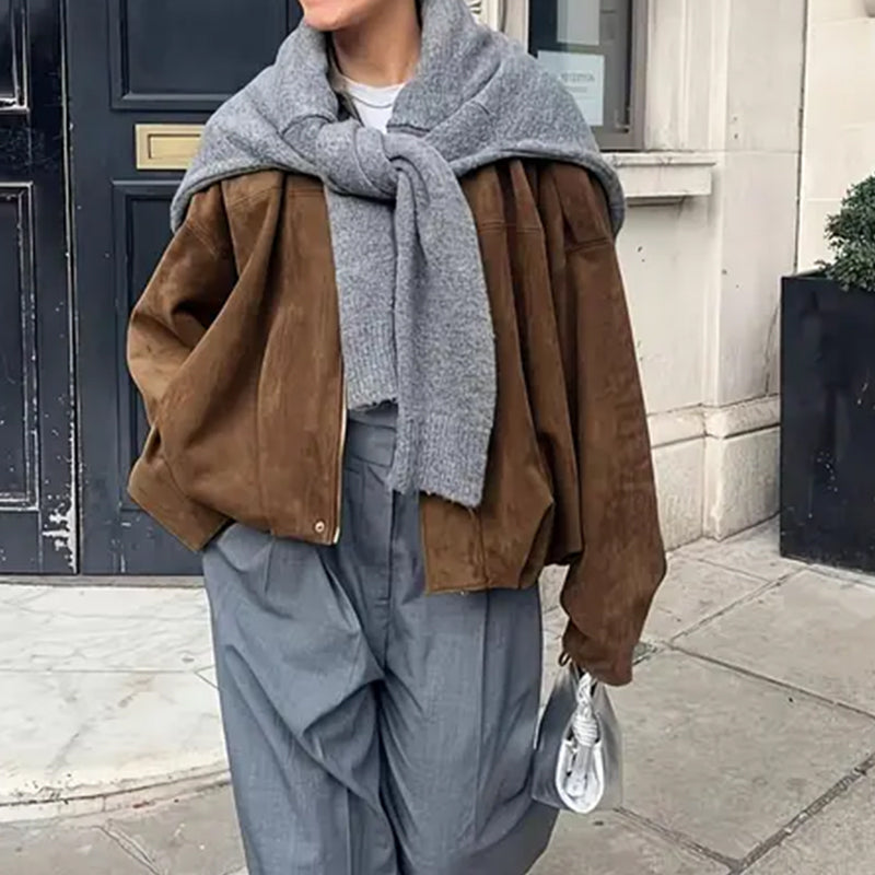 💗LAST DAY - PROMOTION💗Women’s Fashionable Suede-Effect Pilot Jacket