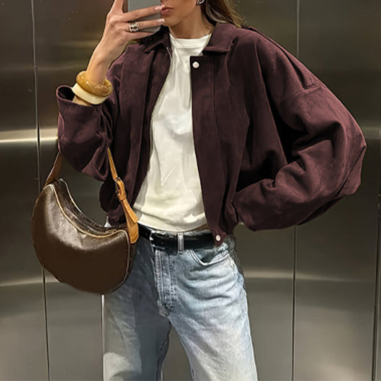 💗LAST DAY - PROMOTION💗Women’s Fashionable Suede-Effect Pilot Jacket
