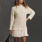 🔥Limited Hot Sale 50% OFF💗Women Crewneck Cable Knit Sweater Mini Dress