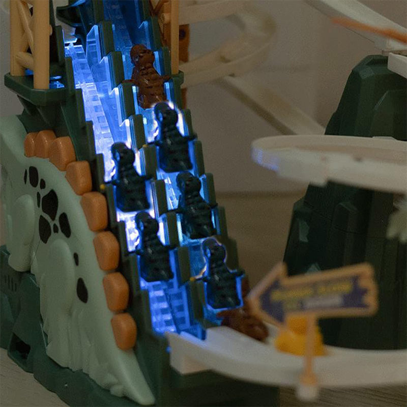 ⏰Limited stock available—grab yours now!🥳Electric Dual Track Dinosaur Slide - Interactive Fun with Track Changes and Lights