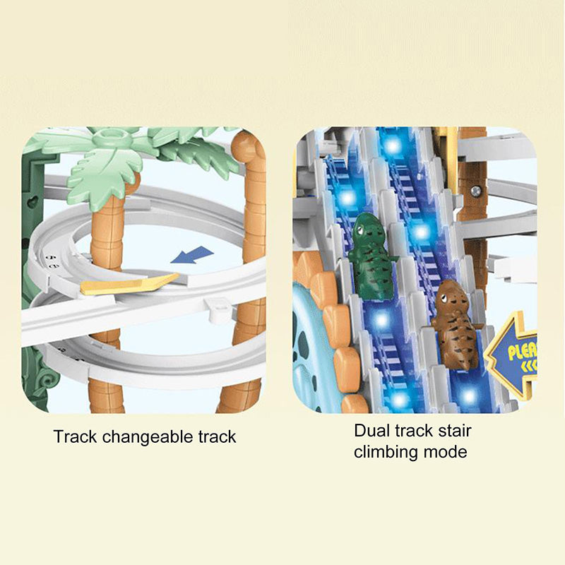 ⏰Limited stock available—grab yours now!🥳Electric Dual Track Dinosaur Slide - Interactive Fun with Track Changes and Lights