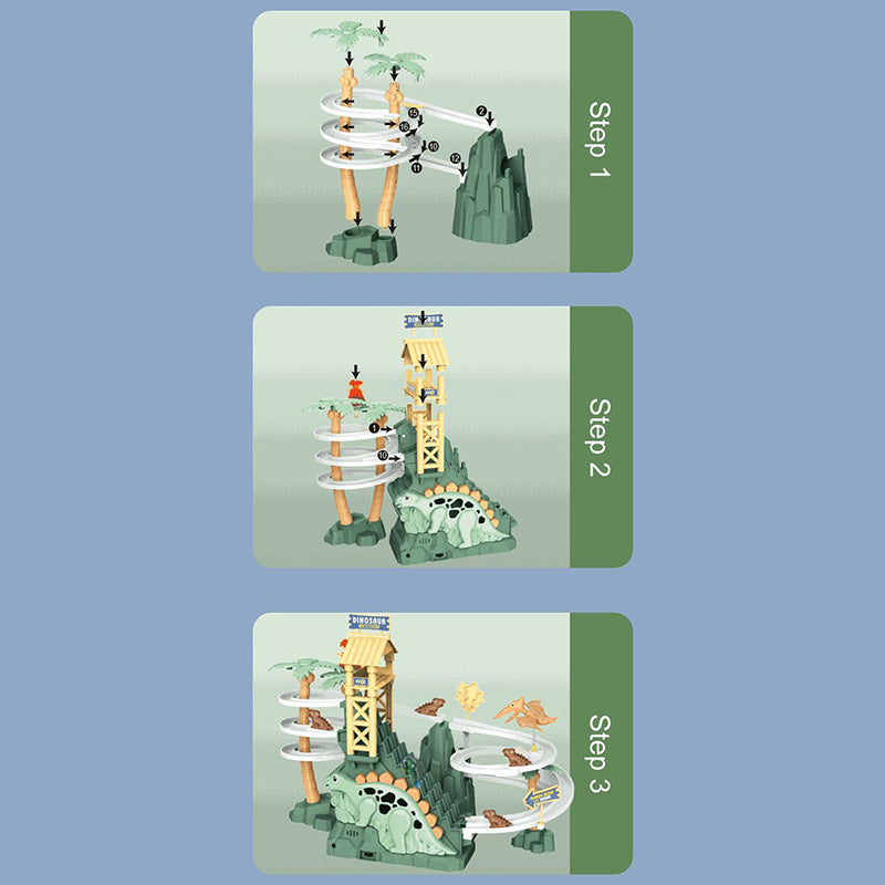 ⏰Limited stock available—grab yours now!🥳Electric Dual Track Dinosaur Slide - Interactive Fun with Track Changes and Lights