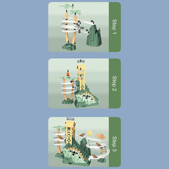 ⏰Limited stock available—grab yours now!🥳Electric Dual Track Dinosaur Slide - Interactive Fun with Track Changes and Lights