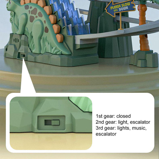 ⏰Limited stock available—grab yours now!🥳Electric Dual Track Dinosaur Slide - Interactive Fun with Track Changes and Lights