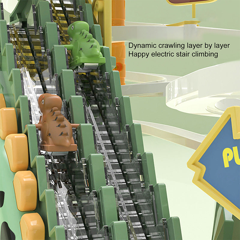 ⏰Limited stock available—grab yours now!🥳Electric Dual Track Dinosaur Slide - Interactive Fun with Track Changes and Lights