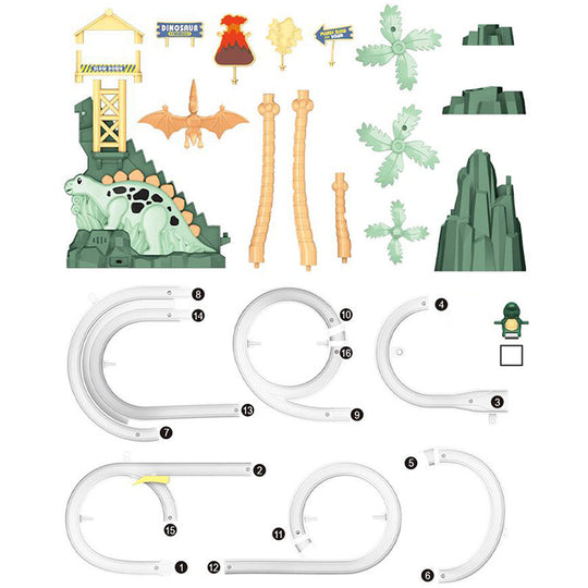 ⏰Limited stock available—grab yours now!🥳Electric Dual Track Dinosaur Slide - Interactive Fun with Track Changes and Lights